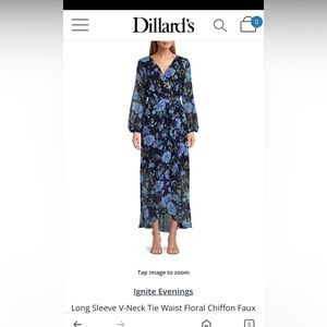 Ignite Evenings Navy Floral Maxi Dress 16W EUC